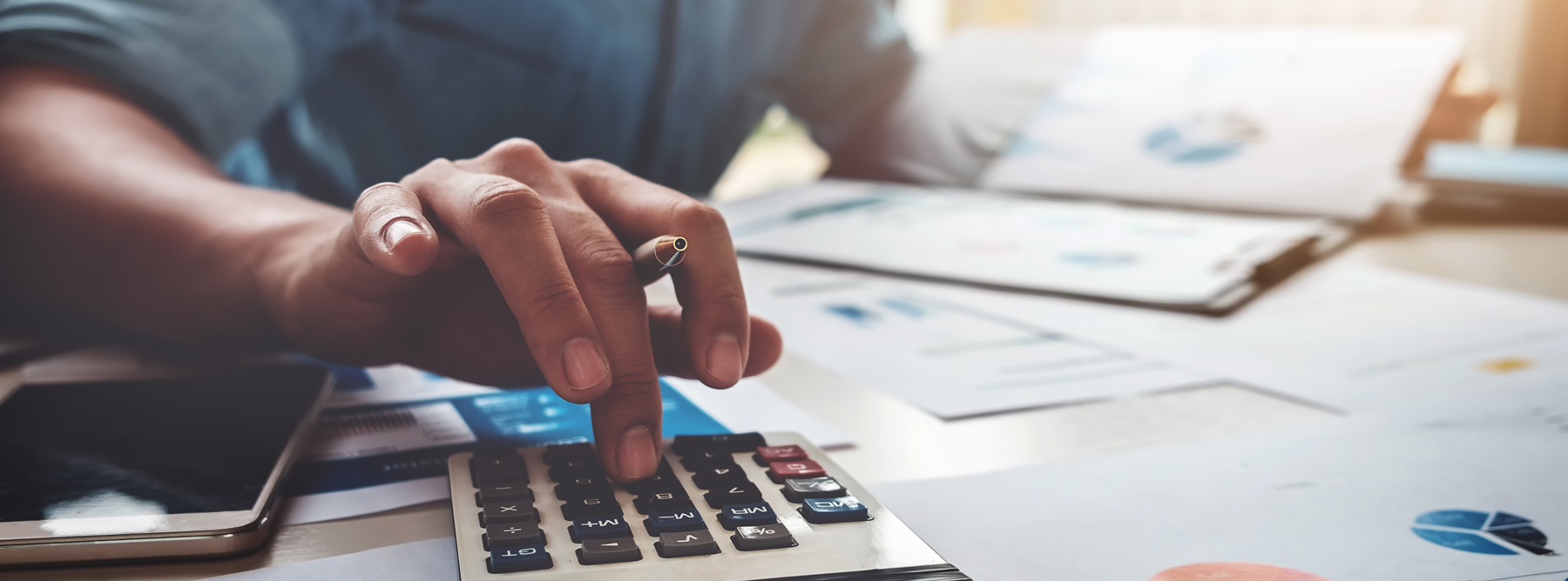employee using calculator