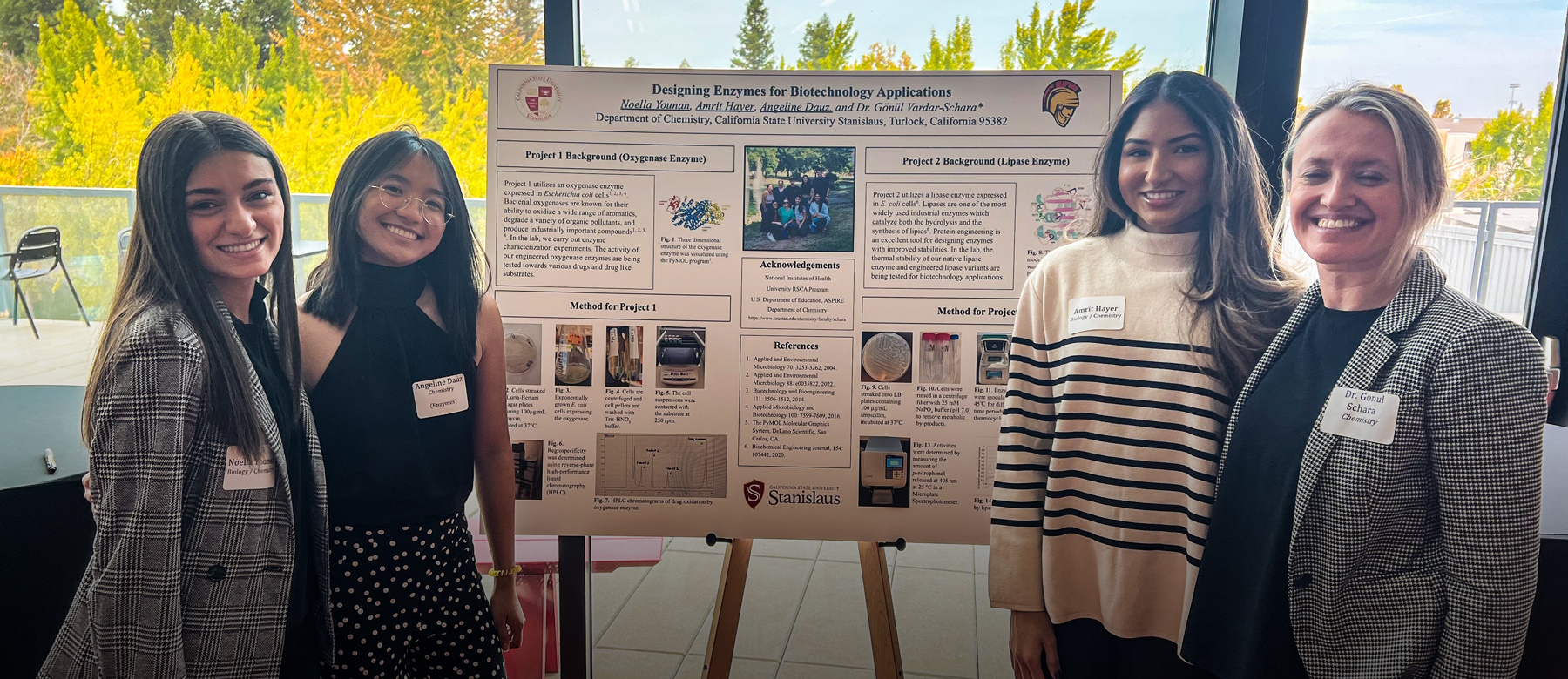 Students with their poster presentation at the STEM CRU reverse career fair