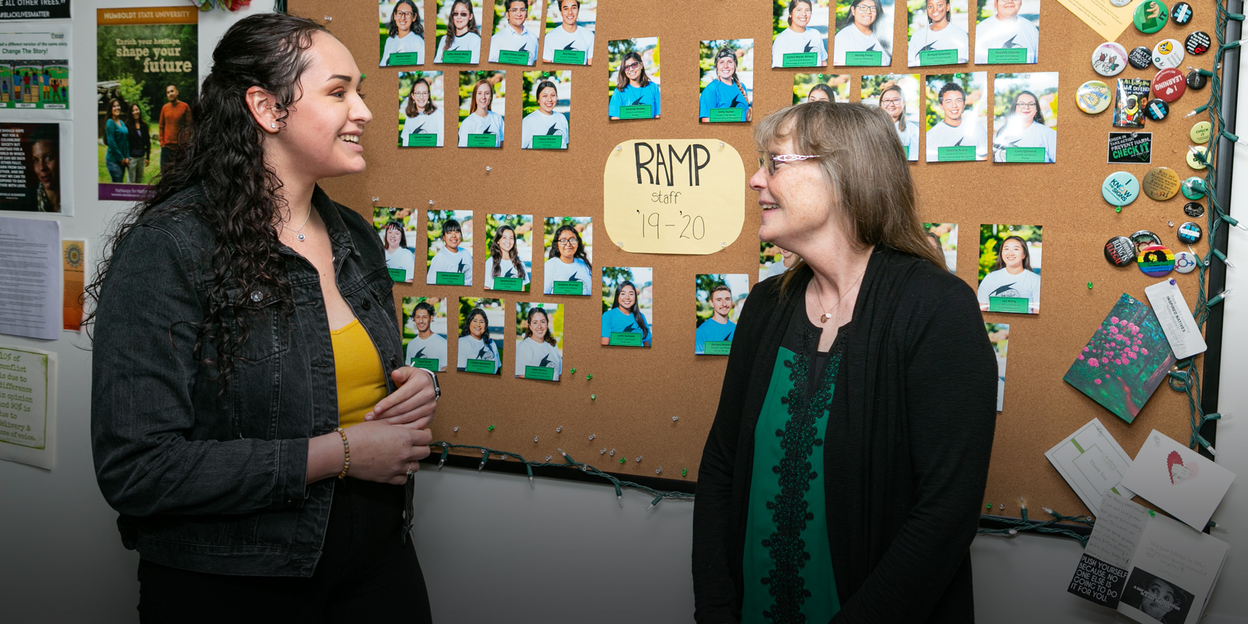 Maria speaks with Tracy Smith, director of Retention through Academic Mentoring Program.