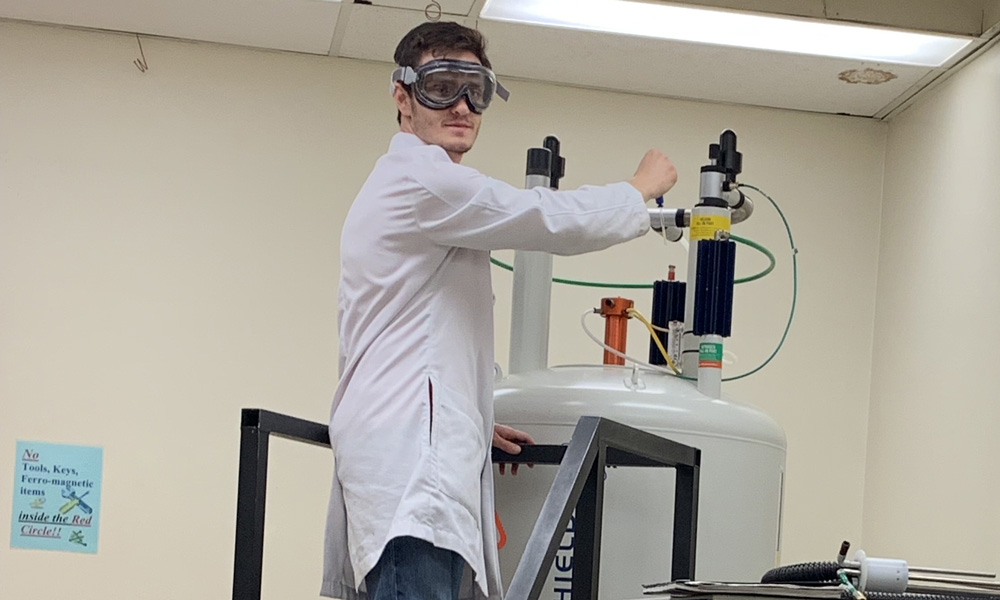researcher working with scientific equipment
