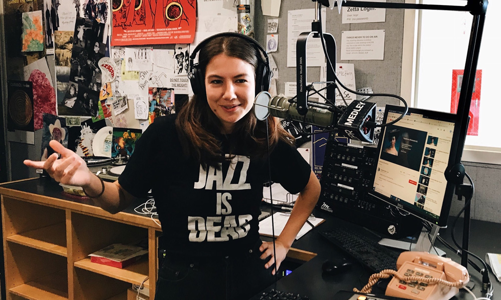 Anna Rulloda in a recording studio