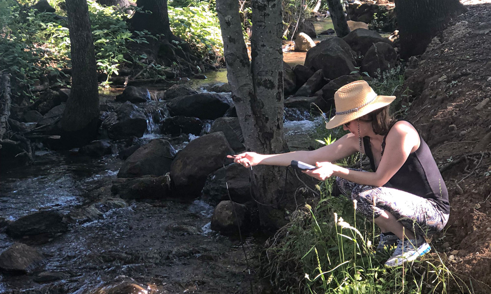 Chico State, Dr. Sandrine Matiasek collecting water samples