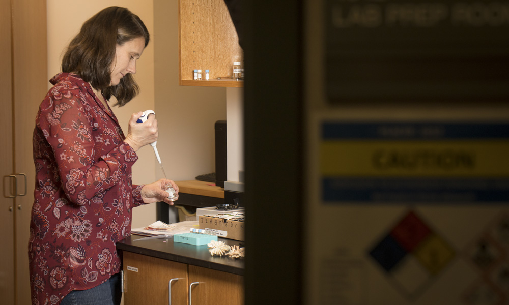 Sacramento State’s Amy Wagner working with scientific equipment
