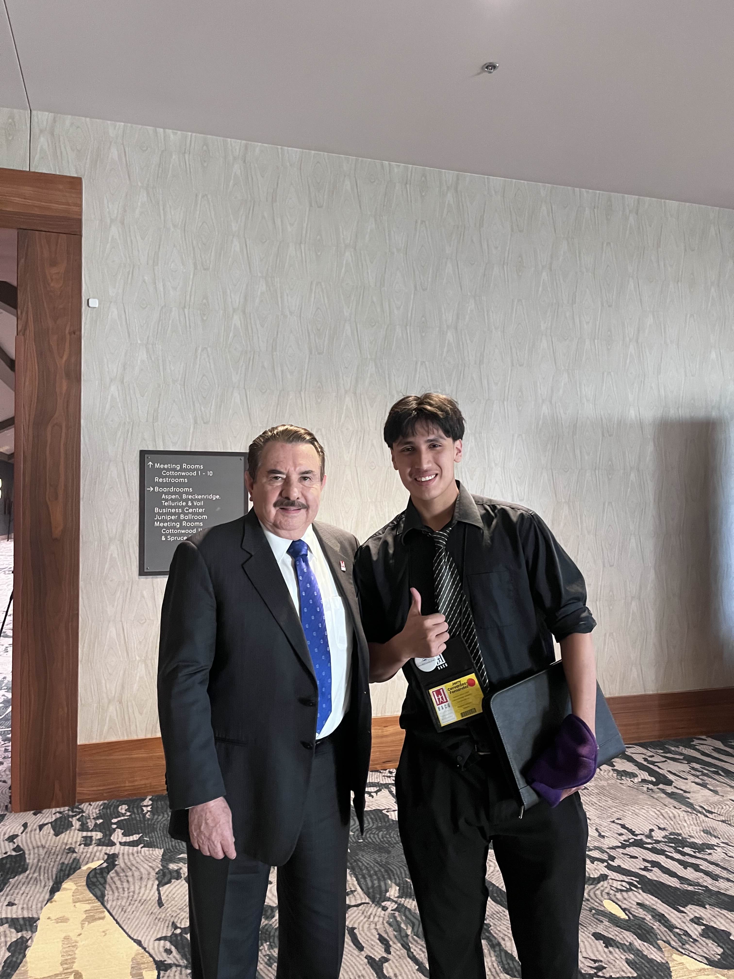 HACU President Antonio R. Flores pictured with ExCELS scholar Jerry Cervantes-Fernandez.